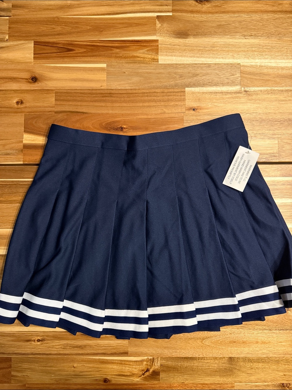 NWT Navy Pleated Mini Skirt with White Stripe Trim - never worn